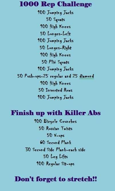 1000 Workout Challenge, 1000 Rep Workout, 1000 Rep Challenge, Rep Workout, 1000 Calorie Workout, 1000 Calorie, Plie Squats, Calorie Workout, 1000 Calories