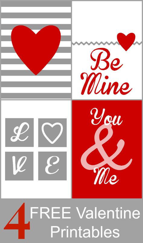 4 coordinating valentine printable art pieces from OurThriftyIdeas | www.ourthriftyideas.com #valentine #printable #free Valentine Template, Vday Cards, Valentine Printables, Happy Hearts Day, Valentine's Day Printables, Printables For Kids, Valentine Activities, Valentines Printables Free, Free Print