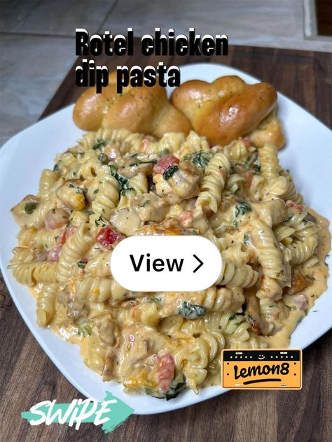 Lemon8 · Rotel chicken dip pasta recipe 😍😍  · @Jakari Lashika Carlos O Kellys Pasta Diablo, Chicken Rotel Pasta Recipes, Rotel Dip Chicken Pasta, Rotel Chicken Pasta Velveeta, Rotel Dip Pasta, Chicken And Rotel Recipes, Chicken Rotel Pasta, Rotel Chicken Pasta, Rotel Pasta