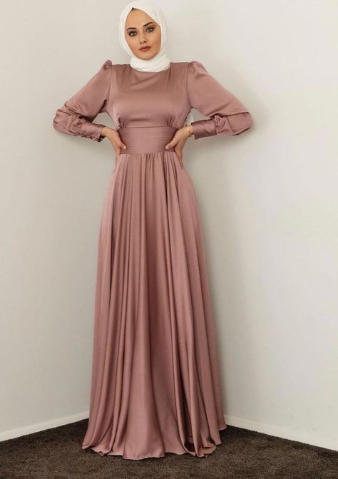 Hijabi Bridesmaid Dresses, Bridesmaid Dresses Hijab, Elegant Silk Dresses, Simple Bridesmaid Dresses, Beautiful Casual Dresses, Soiree Dress, Mode Abaya, Fancy Dresses Long, Modest Dresses Casual