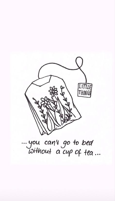 Tea Bag Sketch, Cute Tea Tattoo, Chamomile Tea Tattoo, Coffee Mug Tattoo Ideas, Garlic Bread Tattoo, Tea Lover Tattoo, Fine Line Coffee Cup Tattoo, Spill The Tea Tattoo, Tea Bag Doodle