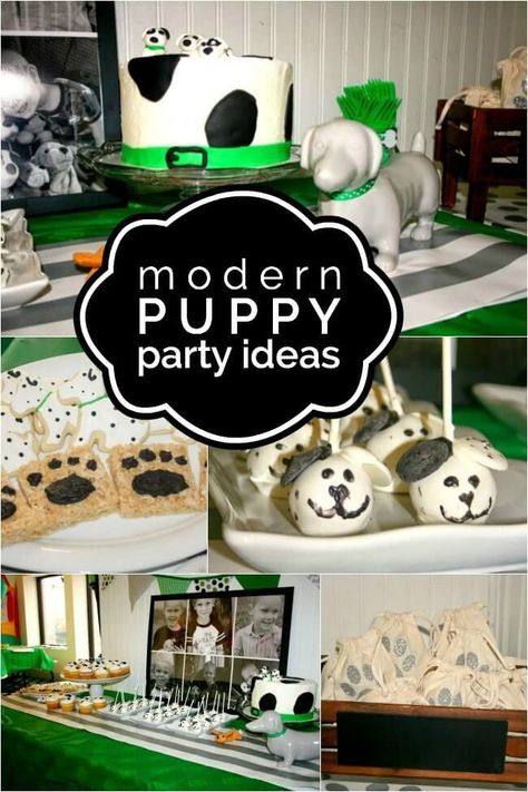 Boy’s Modern Puppy Birthday Party. Cute ideas for party decor, puppy themed food & more. Dog Man Party Ideas, Scandinavian Birthday, Puppy Birthday Party, Puppy Birthday Parties, Dog Man, Kids Themed Birthday Parties, Contemporary Scandinavian, Baby Boy First Birthday, Paw Patrol Birthday Party