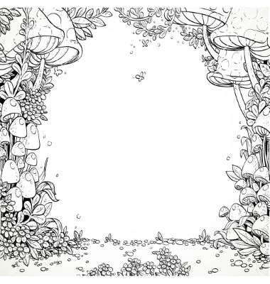 Fairytale decorative mushrooms and flowers in the vector Fairy Background Drawing, Drawing Fairytale, Mushroom And Flowers Drawing, Fairytale Doodles, Forest And Mushroom Drawing, Cool Mushroom Drawing, Mushroom Forest Drawing Easy, Mushroom Frame Drawing, Mushroom Border