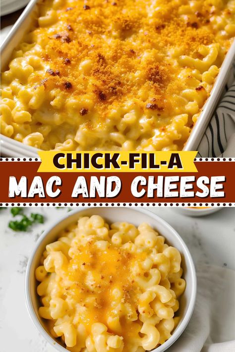 This copycat recipe for Chick-fil-A mac and cheese is just like the real deal! With 4 different kinds of cheese, it's creamy, dreamy, and delicious! Truffle Mac And Cheese, Copycat Chick Fil A, Best Macaroni And Cheese, Meat Casserole, Best Mac And Cheese, Kinds Of Cheese, Vegan Mac And Cheese, Pasta Dinners, Mac And Cheese Recipe