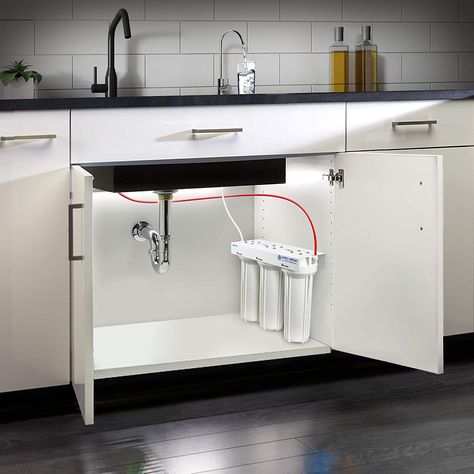 Having an under the sink water filtering system is a great way to ensure that you and your family have fresh drinking water the whole time. Naturally, if Under Sink Water Filter, Sink Water Filter, Kitchen Sink Design, Kitchen Interior Design Decor, Kitchen Design Plans, Kitchen Interior Design Modern, Sink Design, Kitchen Design Decor, Kitchen Room Design