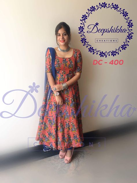 • pinterest: @garimajani • Kalamkari Churidar Designs, Pen Kalamkari Dresses, Kalamkari Dresses, Color Floor, Long Gown Design, Churidar Designs, Anarkali Dress Pattern, Simple Kurta Designs, Long Dress Design