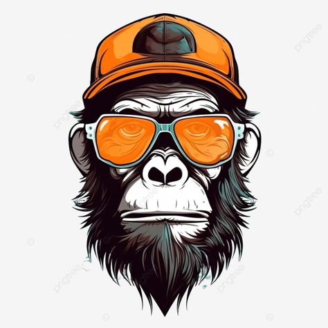 cool monkey illustration Monkey With Cowboy Hat, Monkey Drawings, Cool Monkey, Monkey Drawing, Monkey Illustration, Monkey Logo, Boys Posters, Cartoon Monkey, Traditional Tattoo Sleeve