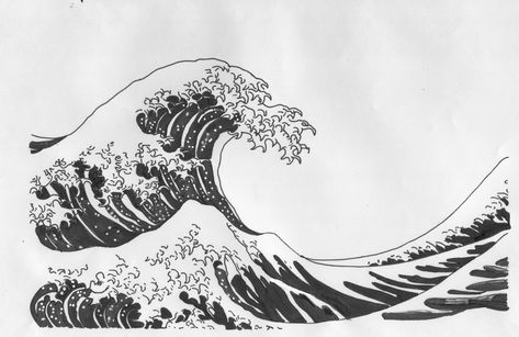 Hokusai Tattoo, Tsunami Tattoo, Waves Sketch, Ocean Wave Tattoo, Kali Tattoo, Third Eye Tattoos, Surf Tattoo, Beachy Art, Summer Drawings