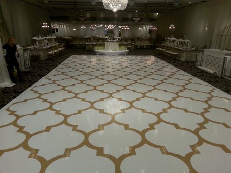 Keyhole patterned Dance Floor Decor #wedding #weddingplanning #keyhole #patterend #gold #floordecor #weddinginspiration #custom #event #eventplanning #decor #dancefloordecor Floating Vinyl Flooring, Dance Floor Decor, Cheap Laminate Flooring, Dance Floor Vinyl, Flex Design, Lights Wedding Decor, Dance Floor Wedding, Desi Wedding Decor, Mehndi Decor