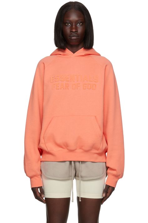 Fear of God ESSENTIALS: Pink Raglan Hoodie | SSENSE Pink Essentials, Essentials Outfit, Peach Hoodie, Coral Outfit, Nike Tech Fleece Hoodie, Essentials Clothing, Outfit Essentials, Essentials Hoodie, Raglan Hoodie