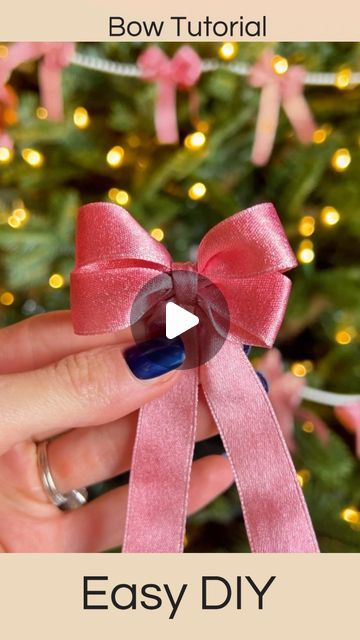 Mackenzie Biehl on Instagram: "🎀🎀🎀 Comment BOW and I'll send you my favorite ribbon. Who's going to give this easy method a try? I used 30 inches of ribbon for each bow. 

#diychristmas #diychristmasdecor #loveshackfancy" Types Of Bows Ribbons, Making Velvet Bows, How To Fold A Bow With Ribbon, Diy Giant Fabric Bow, Tying A Ribbon Bow, Tie Christmas Bow, How To Tie A Double Bow With Ribbon, How To Tie A Velvet Ribbon Bow, How To Tie Velvet Ribbon Bow