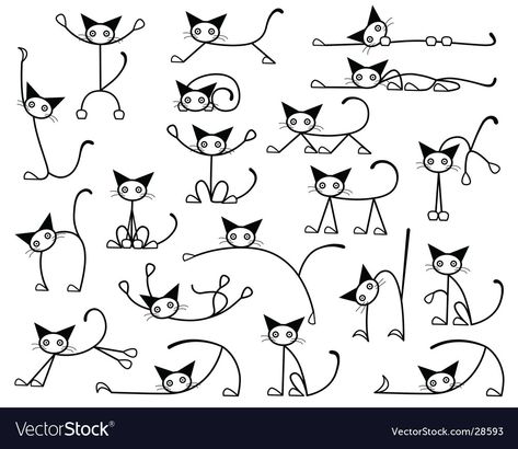 Arte Doodle, Cartoon Cats, Cat Doodle, Cat Sketch, White Drawing, Doodles Zentangles, Black And White Drawing, Journal Doodles, Doodle Drawings