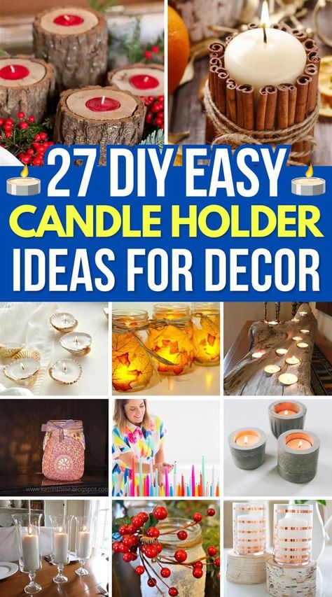 Create the perfect setting with these chic candle holder ideas. They¡¯re simple to make and add a touch of elegance! Tea Candle Holders Diy, Burlap Candle Holder, Unique Candle Containers, Votive Candle Holders Diy, Diy Tea Light Candle Holders, Homemade Candle Holders, Wax Crafts, Candle Holder Ideas, Diy Candle Holder