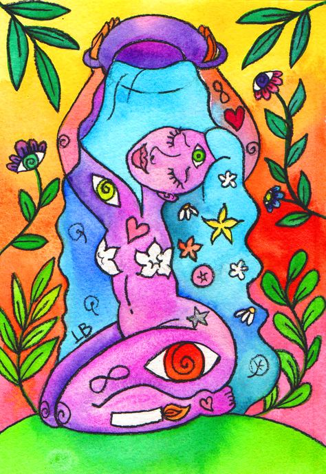 Love Yourself Illustration, Self Love Painting, Water Ritual, Alien Painting, Self Love Art, Art Coloring Pages, Love Yourself More, Journal Therapy, Spiritual Paintings