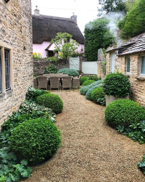 Emma Sims-Hilditch on Instagram: “Our little back courtyard used to be the playground for the school. The small building on the right was the boys and girls privy!” Pea Gravel Garden, Sims Hilditch, Gravel Patio, Small Building, Courtyard Gardens Design, Stone Cottages, Garden Paving, Gravel Garden, House Landscape