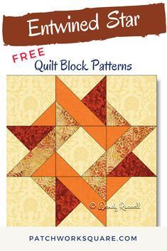 Nine Patch Star Quilt Block, Nine Patch Star Quilt Patterns, Half Square Triangle Star Blocks, 12 Inch Quilt Blocks Patterns Free, Free Christmas Quilt Block Patterns, 12" Quilt Blocks Free Pattern, 4 Square Quilt Pattern, Quilted Projects Ideas, Fall Quilt Blocks