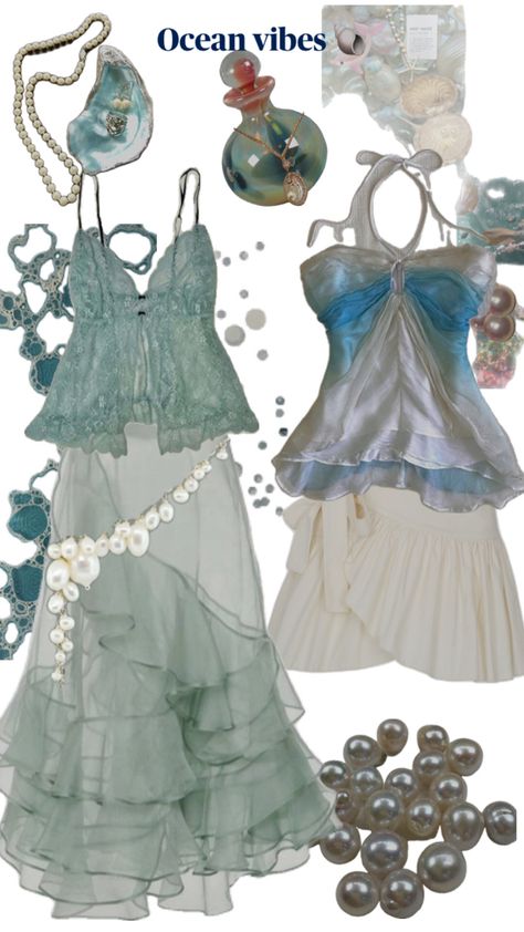 Some mermaids outfit with ocean vibes #ocean #mermaid #seashells #pearls Mermaid Outfits, Siren Costume, Ballet Inspired Fashion, Ocean Outfits, Mermaid Halloween Costumes, Ocean Mermaid, Mermaid Halloween, Mermaid Outfit, Mermaid Inspired