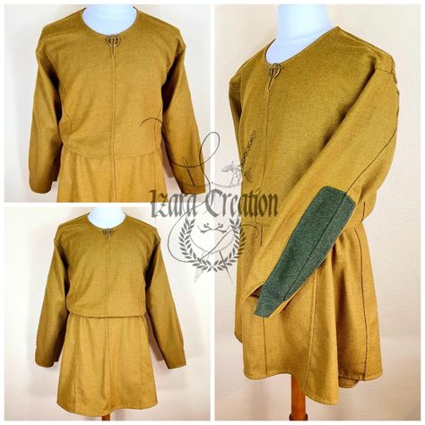 Hedeby / haithabu tunic, 🪡🧵 entirely hand-sewn 🧵🪡 based on the fragments found, in woven and hand-dyed wool ocher yellow and khaki green, provided by the customer Viking Reenactment, Hand Dyed Wool, Viking Age, Ice Age, Living History, Middle Ages, Khaki Green, Hand Sewn, Vikings