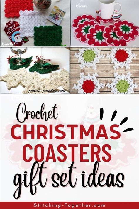 graphic reading "Crochet Christmas Coasters gift set ideas" with collage images of different Christmas crochet coasters. Cute Christmas Crochet, Crochet Christmas Coasters, Crochet Lovey Free Pattern, Coaster Patterns, Christmas Afghan, Christmas Crochet Patterns Free, Crochet Coasters Free Pattern, Easy Christmas Ornaments, Crochet Christmas Gifts