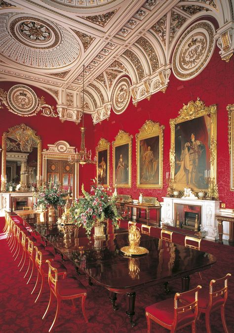 The Color Red, A Misconception And How To Work With It #diningroom Castle Rooms, Palace Interior, The British Royal Family, Royal Residence, House Of Windsor, Chateau France, Red Rooms, Style Deco, The Dining Room