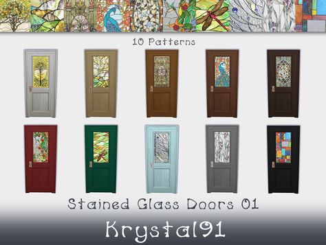 Unique Sims 4 Doors CC Packs to Try in 2022 — SNOOTYSIMS Sims 4 Cc Stained Glass Door, Sims 4 Stained Glass Windows Cc, Sims 4 Stained Glass Cc, Sims 4 Doors And Windows Cc, Sims 4 Door Cc, Sims 4 Shabby Chic, Stained Glass Doors, Cc Packs, Sims Builds