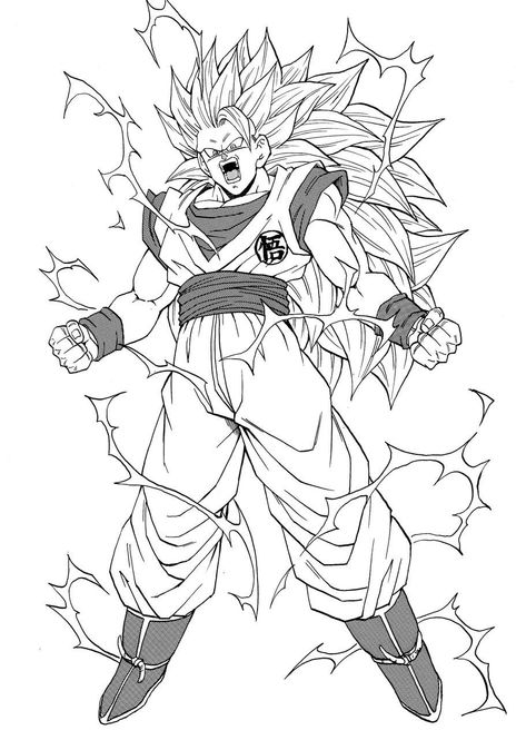 Super Saiyan 3 Goku Buu Dbz, Goku Ssj3, Db Legends, Dragonball Art, Dbz Drawings, Goku Drawing, Dragon Ball Tattoo, Ball Drawing, Dragon Ball Painting