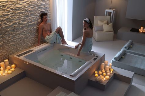 Jacuzzi Bathroom, Jacuzzi Room, Living Room Lighting Design, Home Spa Room, Indoor Pool Design, Jacuzzi Bathtub, Mini Spa, Tiny House Layout, Bathtub Design