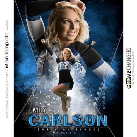 MVP Cheer Dance Gymnastics Photoshop Template + Tutorial ⋆ Game Changers by Shirk Photography LLC Senior Cheer Banners, Senior Sports Banners, Shirk Photography, Sports Poses, Sports Banners, Senior Banner, Cheer Photography, Cheer Posters, Sports Banner