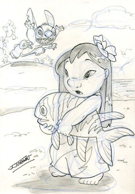 LILO & STITCH THE SERIES ORIGINAL ART SIGNED JULIAN JORDAN FOR DISNEY MAGAZINE. Comic Art Julian Jordan, Disney Character Sketches, Disney Magazine, Disney Character Drawings, Stitch Birthday, Disney Character Drawing, Lilo And Stitch Drawings, Study Art, Stitch Drawing