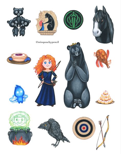 Disney Brave Drawings, Rebelka Disney, Wisp Tattoo Brave, Pixar Brave Tattoo, Brave Bear Tattoo, Brave Art Disney, Brave Bears Disney, Brave Movie Tattoo, Disney Brave Tattoo Ideas