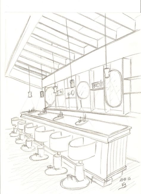 Cafe Interior Perspective, Restaurant Perspective Drawing, Bar Perspective Drawing, Bar Design Drawing, Cafe Interior Design Drawing, Shop Drawing Interior, Bar Sketch, Restaurant Sketch, Bathroom Sketch