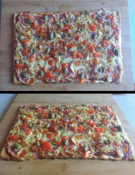 [Homemade] Rectangle pizza for maximum efficiency (made 2 for family of 4). Rectangle Pizza, Family Of 4, Food Images, The Hub, Amazing Food, Vegetable Pizza, Pizza, Cheese, Pizzas