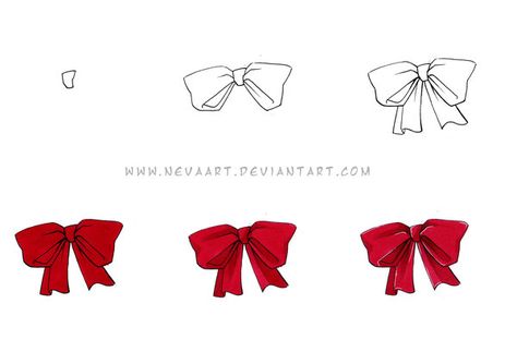 How to draw a bow How To Draw Bows Ribbons, How To Draw A Ribbon, Bow Drawing Reference, How To Draw A Bow, Ribbon Reference, Bow Reference, Ribbon Drawing, 3d Drawing Techniques, How To Draw Ribbon