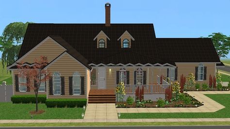 Mod The Sims - Suburban Appeal - Traditional House, No CC.  3 BR, 4BA, attached garage, attic bonus room, pool.  Lot Size: 4x3.  Lot Price: $132,030 (UF)/$44,821 (F). Attic Bonus Room, Sims2 Cc, Sims 2 House, Sims 3 Worlds, Suburban Neighborhood, Garage Attic, Sims 2 Hair, Roof Trim, Building Inspiration