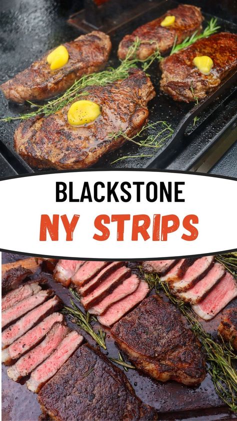 Ditch the grill and fire up the Blackstone for an easy steak night that can be any day of the week. Steaks On The Blackstone, Blackstone Steak Recipes, Steak On Blackstone Griddle, Easy Blackstone Meals, Blackstone Steak, Grilling Steak Tips, Cooking The Best Steak, Griddle Cooking Recipes, Grilling The Perfect Steak