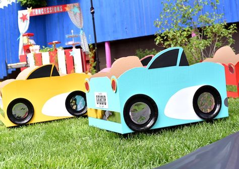 Cardboard Cars, Movie Theater Party, Custom Corvette, Backyard Kids Party, Movie Night Birthday, Birthday Party Box, Cardboard Box Car, Night Birthday Party, Movie Night Ideas