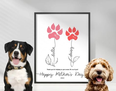 Dog Paw Print Art, Paw Print Crafts, Dog Mothers Day, Paw Print Art, Pet Paw Print, Diy Gifts For Mom, Diy Mothers Day Gifts, Dog Paw Print, Pet Paws