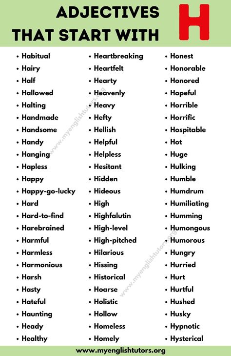 Adjectives that Start with H: Top 70+ Interesting Adjectives Starting with H Interesting Adjectives, Best Scrabble Words, Good Adjectives, Adjective Words, Scrabble Words, Essay Writing Skills, Interesting English Words, Good Vocabulary Words, Good Vocabulary