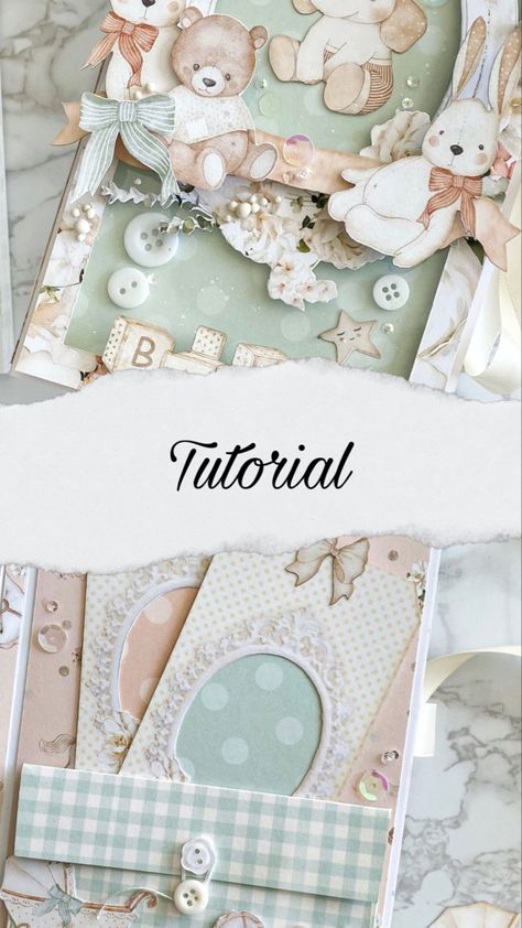 Handmade Baby Cards Ideas, Mini Album Tutorials, Mini Album Page Ideas, Baby Album Design, Diy Wedding Album, Mini Books Tutorial, Scrapbook Baby Book Ideas, Diy Mini Album Tutorial, Scrapbook Albums Tutorial