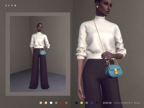 sims 4 cc // custom content accessories // SLYD's Drew Crossbody Bag Sims 4 Waekey, Cc Accessories, Female Rings, Chloe Drew Bag, Alpha Cc, Play Sims 4, Sims 4 Cc Shoes, Sims 4 Teen, Sims 4 Dresses