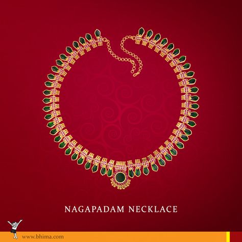 Nagapadam Necklace Nagapadam Necklace, Indian Bridal Aesthetic, Bhima Jewellers, Kerala Jewellery, Bridal Aesthetic, Sarees South Indian, Bridal Sarees South Indian, Diamonds Direct, Dressing Ideas