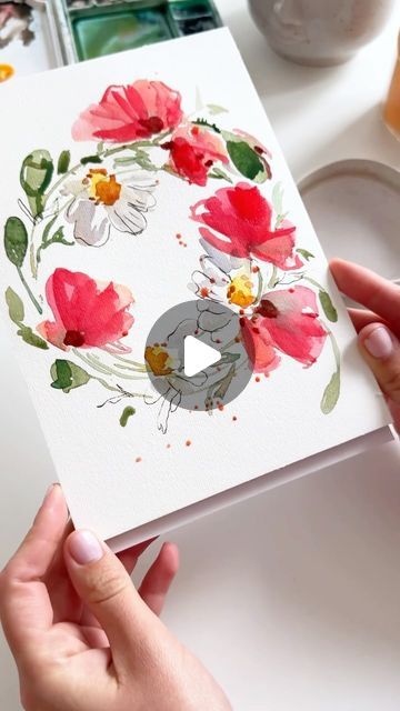 Q Tip Art, Simple Watercolor Flowers, Watercolor Floral Wreath, Craft Fashion, Simple Watercolor, Floral Wreath Watercolor, Wreath Watercolor, Easy Watercolor, Watercolour Tutorials