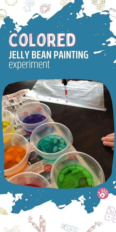 Check out this cool colored jelly bean experiment that turns into an exciting eye dropper painting activity! Great fine motor activity. Jelly Bean Science Experiment, Colour Activities, Color Experiment, Fun For Toddlers, Fine Motor Activity, Eye Dropper, Fine Motor Activities For Kids, Kids Science, Painting Activities