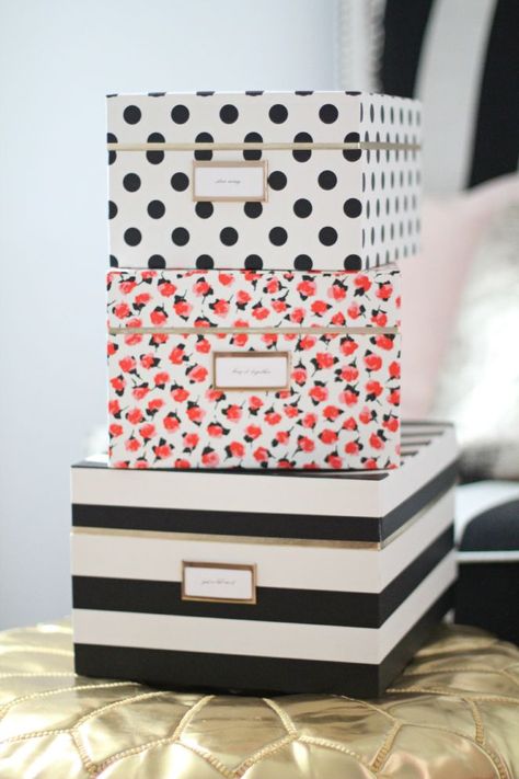 Kate Spade nesting boxes #storage #style #katespade #letterperfectsb Kate Spade Inspired, Folding Origami, Nesting Box, Storage Boxes With Lids, Nesting Boxes, Personalized Note Cards, Inspired Living, Purim, Office Inspiration