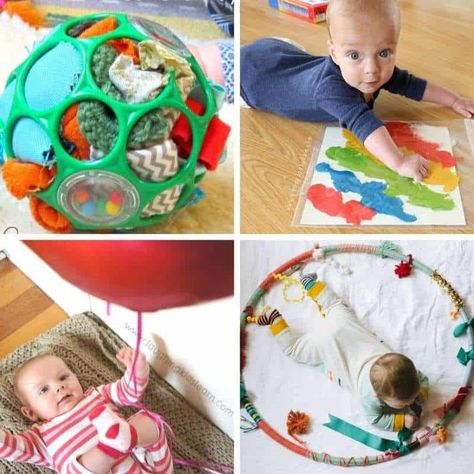 Toys For 5 Month Old, 4 Month Old Baby Activities, 5 Month Old Baby Activities, 6 Month Baby Activities, Baby Play Ideas, Perlengkapan Bayi Diy, Diy Sensory Toys, Diy Montessori Toys, Baby Development Activities