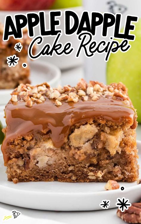 Apple Dapple Cake - Spaceships and Laser Beams Apple Dapple Cake, Apple Dapple, Bread Pudding With Apples, Apple Dump Cakes, Oatmeal Cake, Caramel Topping, Crunchy Pecans, Apple Cake Recipes, Homemade Hot Chocolate