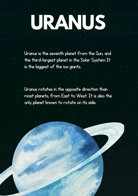 Uranus is the seventh planet from the sun Astronomy Facts Universe, Uranus Planet Aesthetic, Uranus Project, Uranus Aesthetic, Astronomy Journal, Youtube Career, Solar System Facts, Geography Notes, Uranus Planet