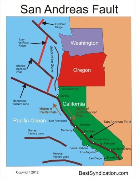 San Andreas Fault San Andreas Fault, Subduction Zone, Pinnacles National Park, Physical Geography, Geography Map, Earth And Space Science, Plate Tectonics, Disaster Preparedness, Science Facts