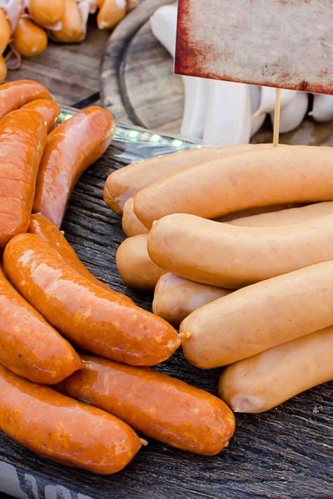 pickled sausage types beef and pork Pickled Polish Sausage Recipes, Pickled Sausage Recipe, Spicy Pickled Sausage Recipe, Pickled Meat, Pickled Sausage, Polish Sausage Recipes, Polish Sausage, Beef Sausage, Natural Food Coloring