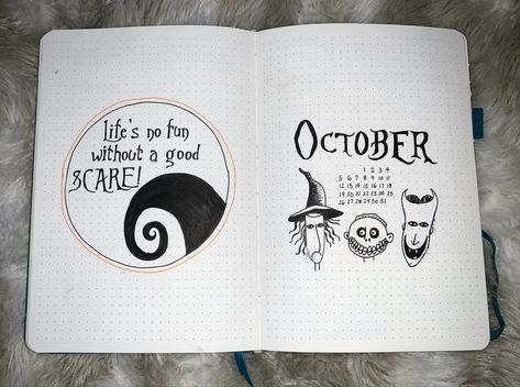 Nightmare Before Christmas Bujo, Bullet Journal Bookshelf, Christmas Bullet Journal, Bujo Themes, Bullet Journal October, Bullet Journal Contents, Goals Bullet Journal, Journal Inspiration Writing, Bullet Journal Cover Page